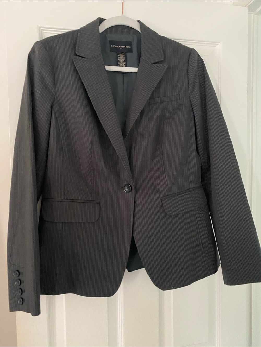 Banana Republic Women's Charcoal Pinstripe Blazer